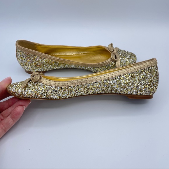 J. Crew Gold Twinkle Ballet Flats 6 - Picture 14 of 16